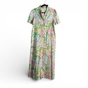 Vintage Floral Maxi Dress with Ruffle Collar and Puff Sleeves